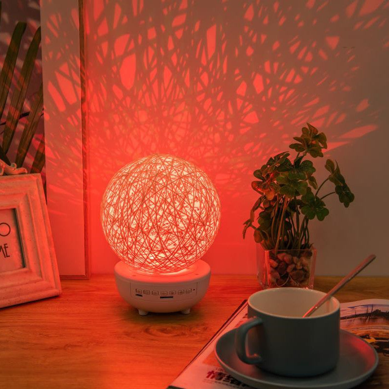 Rechargeable Rattan Ball Moon Bluetooth Dimmable Starry Table Lamp with Music