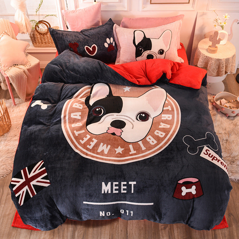 Colorful Cartoon Bed Sheet Quilt Cover for 1.8m Mattress - Happy Time, Fox, Shadow Hunter, and More