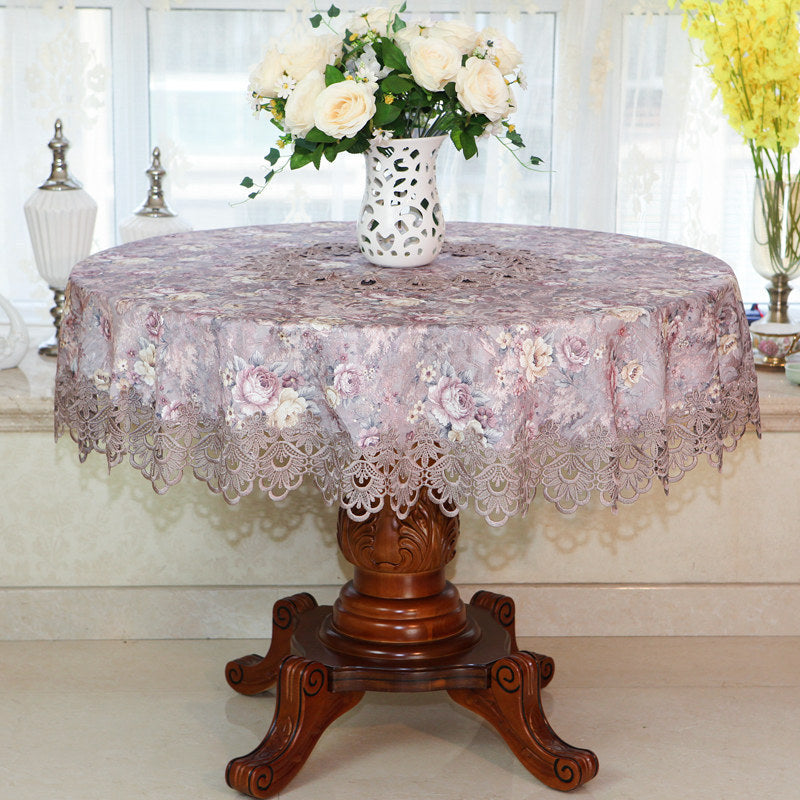 Oval Round Table Lace Cover Tablecloth