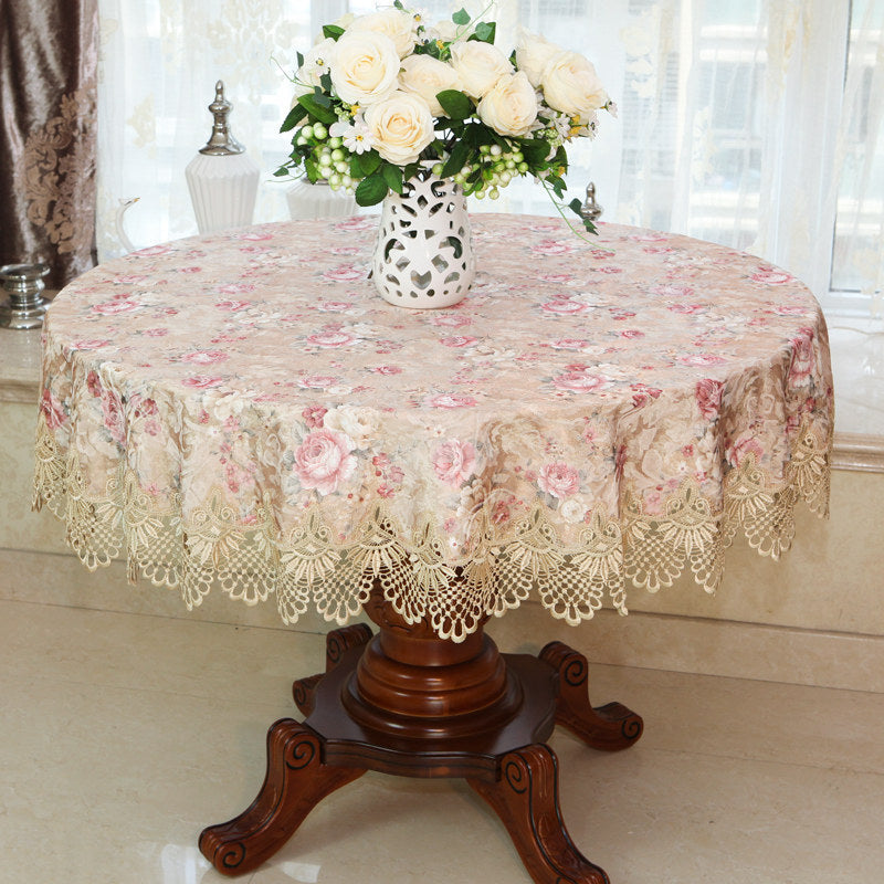 Oval Round Table Lace Cover Tablecloth