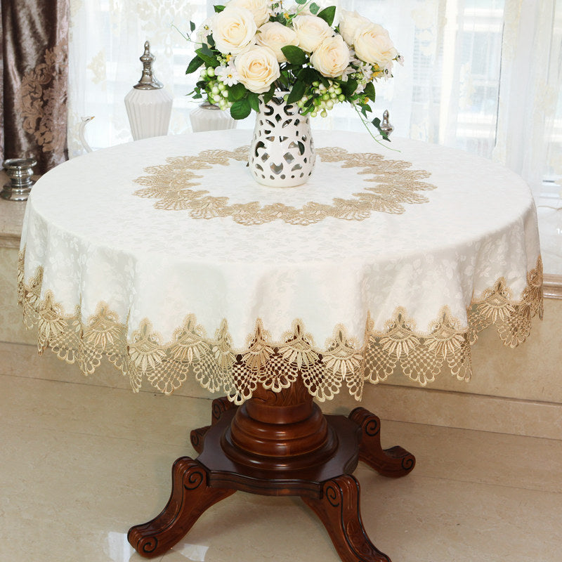 Oval Round Table Lace Cover Tablecloth