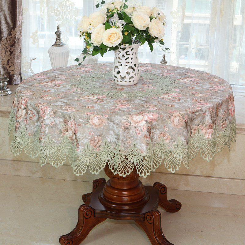 Oval Round Table Lace Cover Tablecloth