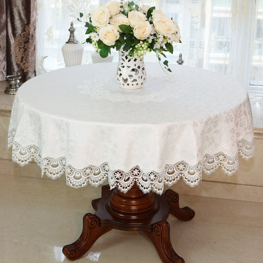 Oval Round Table Lace Cover Tablecloth