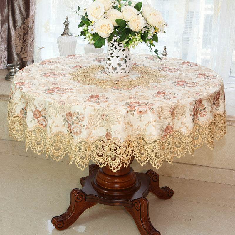 Oval Round Table Lace Cover Tablecloth