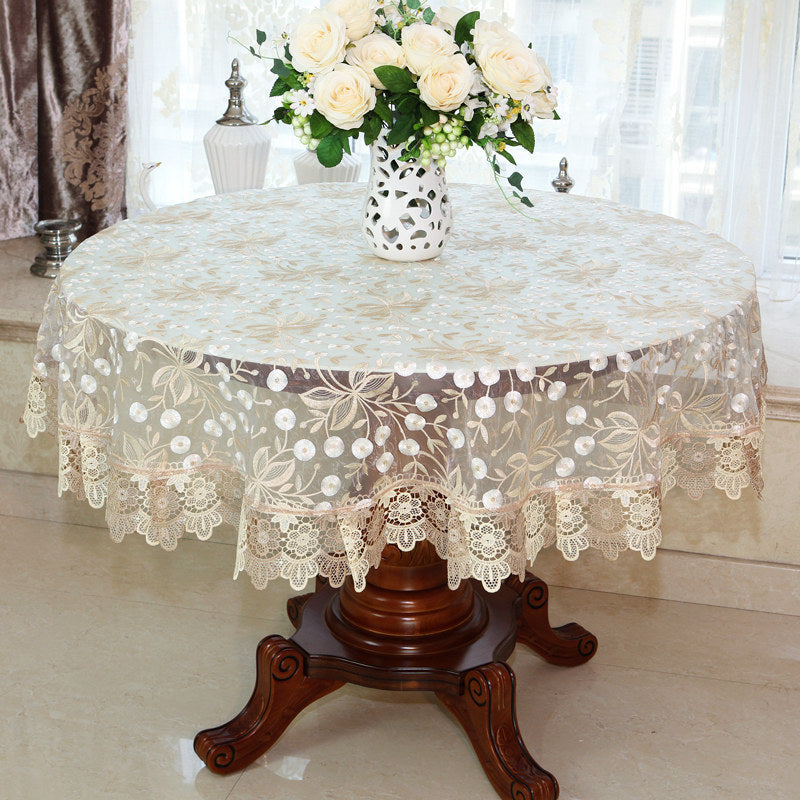 Oval Round Table Lace Cover Tablecloth