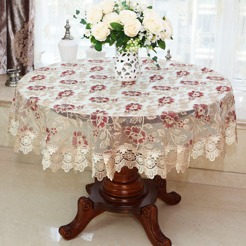 Oval Round Table Lace Cover Tablecloth