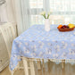 Linen Cotton Small Round Table Simple Striped Tablecloth