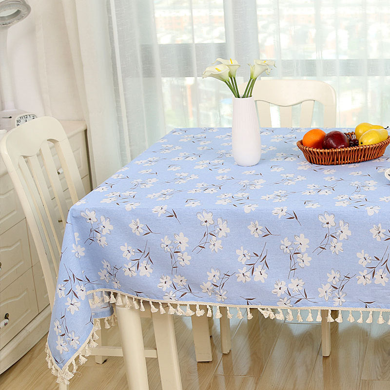 Linen Cotton Small Round Table Simple Striped Tablecloth