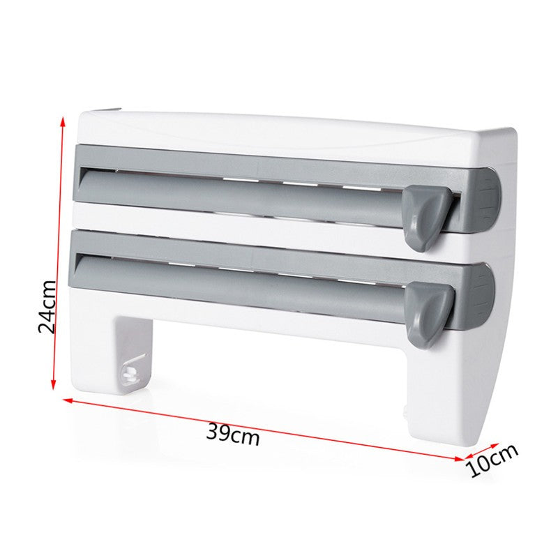 4-In-1 Kitchen Roll Holder Dispenser - Wall Mounted Storage Rack