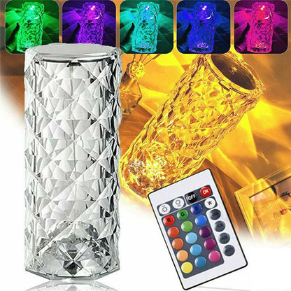 16 Colors LED Crystal Table Lamp - Diamond Rose Touch Night Lamp