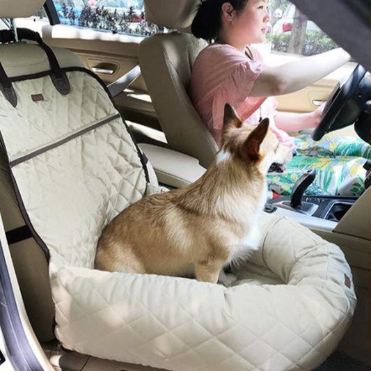 Portable Car Travel Dog Bed with Seat Belt