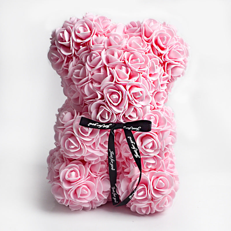 Valentine's Day Gift - Rose Bear Eternal Flower Teddy Bear, Handmade Craft, 25cm