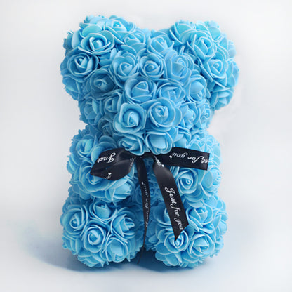 Valentine's Day Gift - Rose Bear Eternal Flower Teddy Bear, Handmade Craft, 25cm