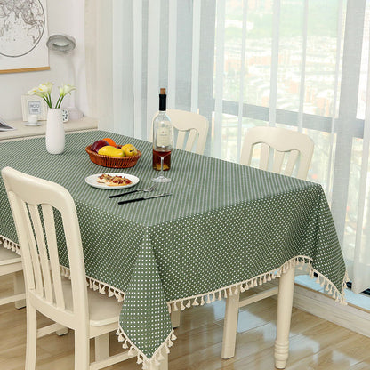 Linen Cotton Small Round Table Simple Striped Tablecloth