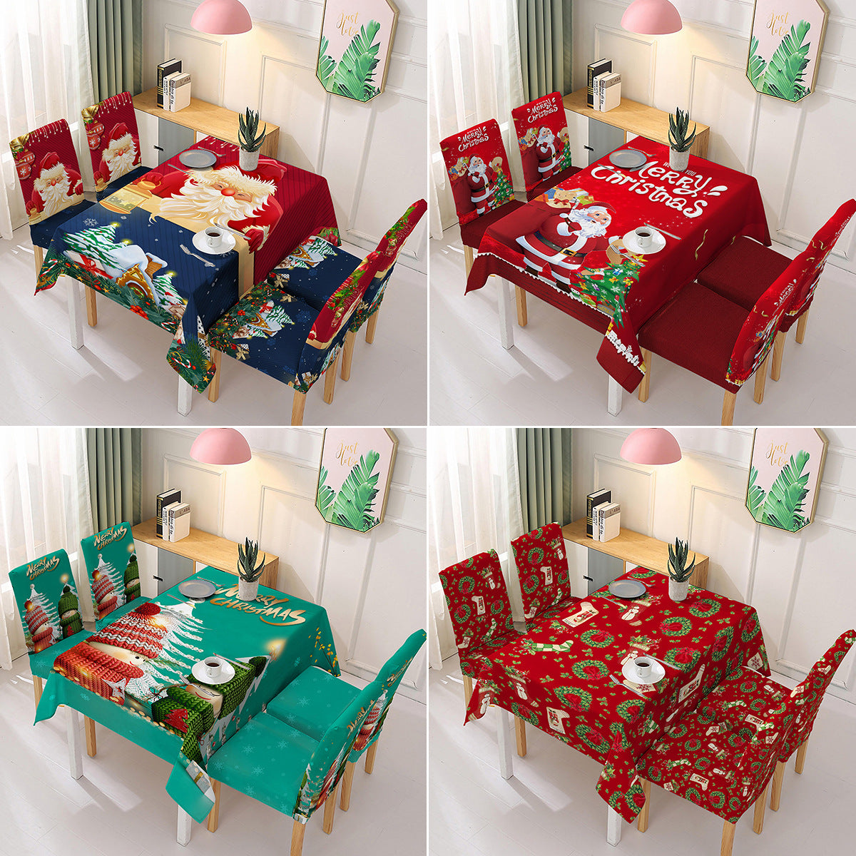 FAMILYHOMEDECOR™ Christmas Waterproof Polyester Tablecloth