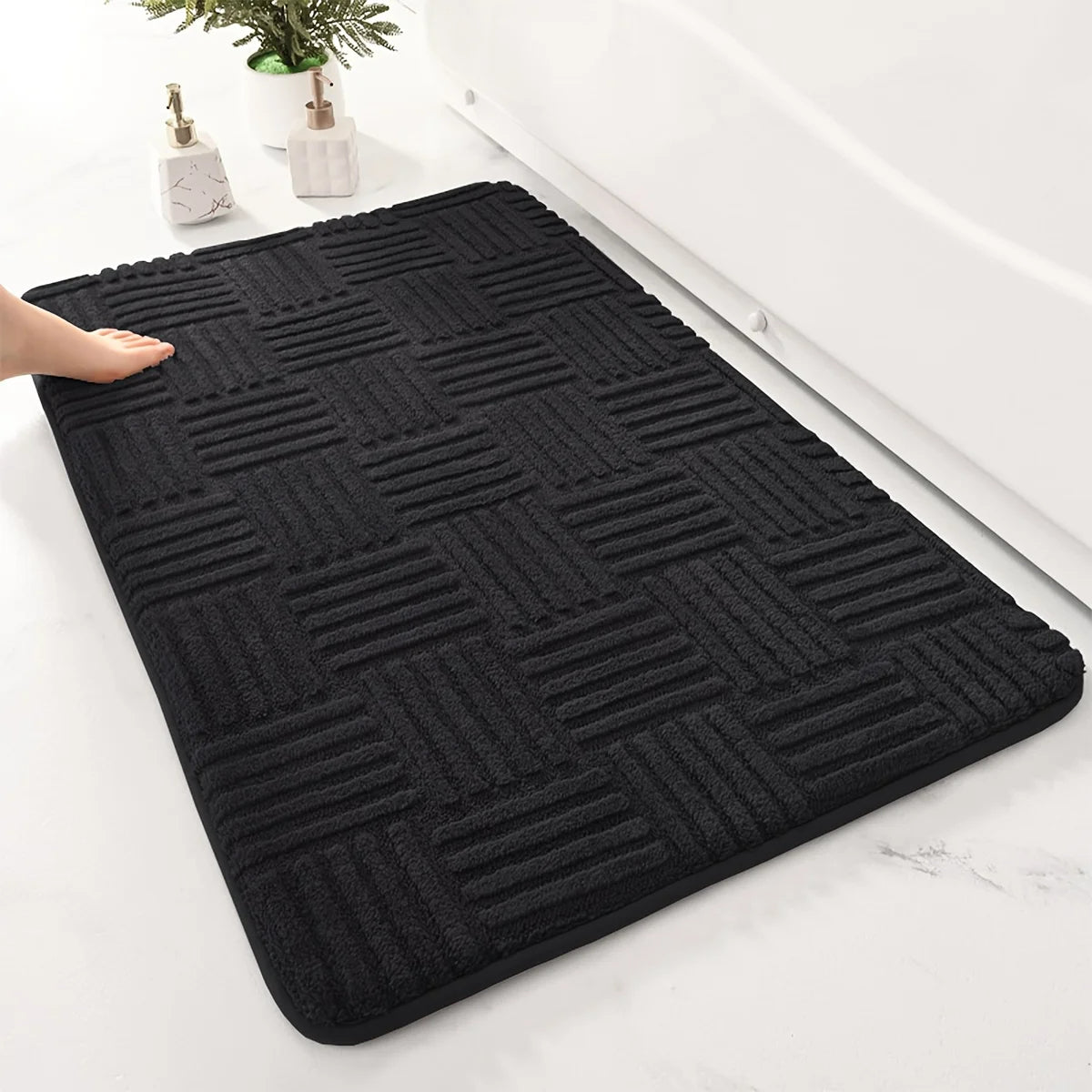 FamilyHomeDecor™ Striped Cotton Washable Bathmat