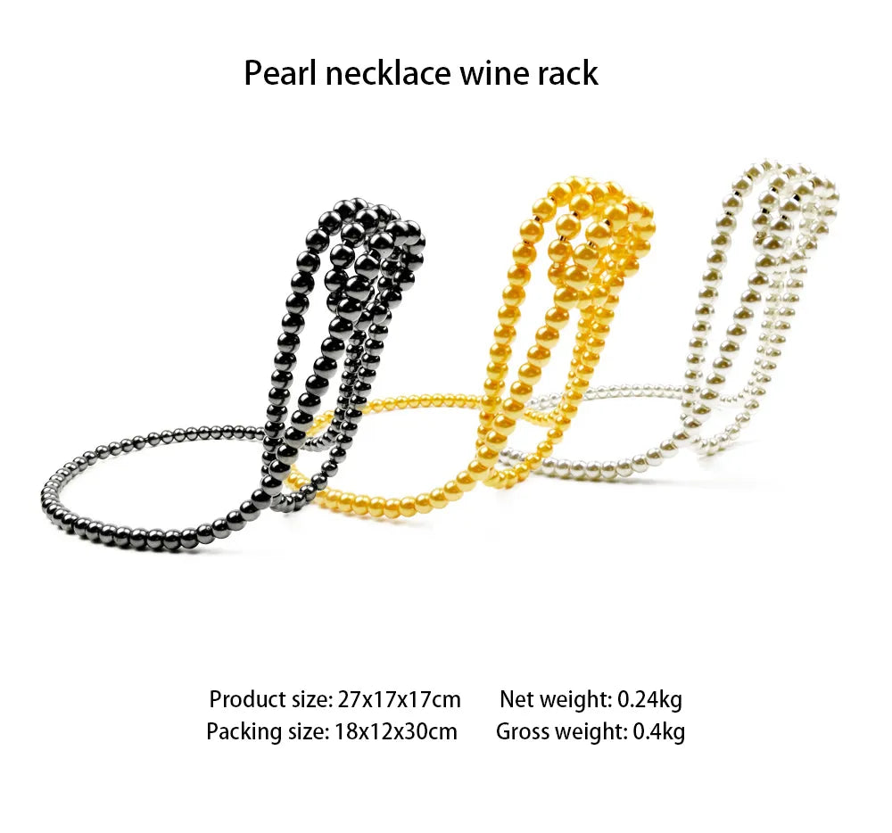 Elegant Pearl Necklace Wine Rack - Luxury Stylish Wine Bottle Holder Stand