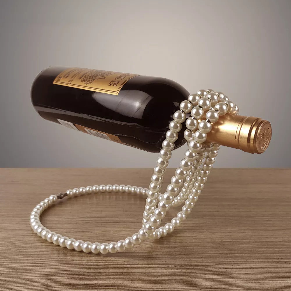 Elegant Pearl Necklace Wine Rack - Luxury Stylish Wine Bottle Holder Stand