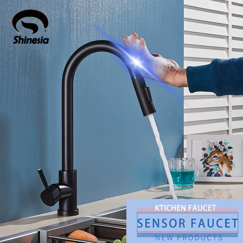 Touchless Kitchen Faucet Pull Out with 360 Degree Rotation Mixer Tap