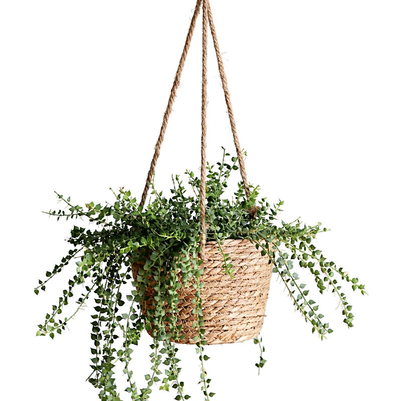 Rattan Woven Straw Baskets Hanging Flower Pot Green Plant Planting Flower Basket Green Radish Pot Garden Decorative Flowerpot Handmade Basket