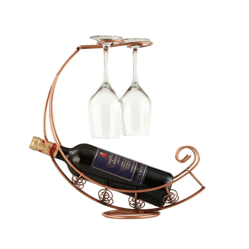 Metal Wine Rack Hanging Wine Bottle and Glass Holder for Wine Display and Home Decoration