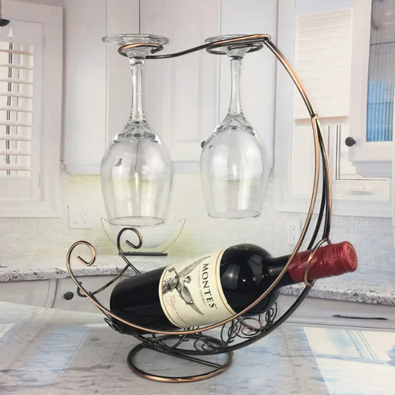 Metal Wine Rack Hanging Wine Bottle and Glass Holder for Wine Display and Home Decoration