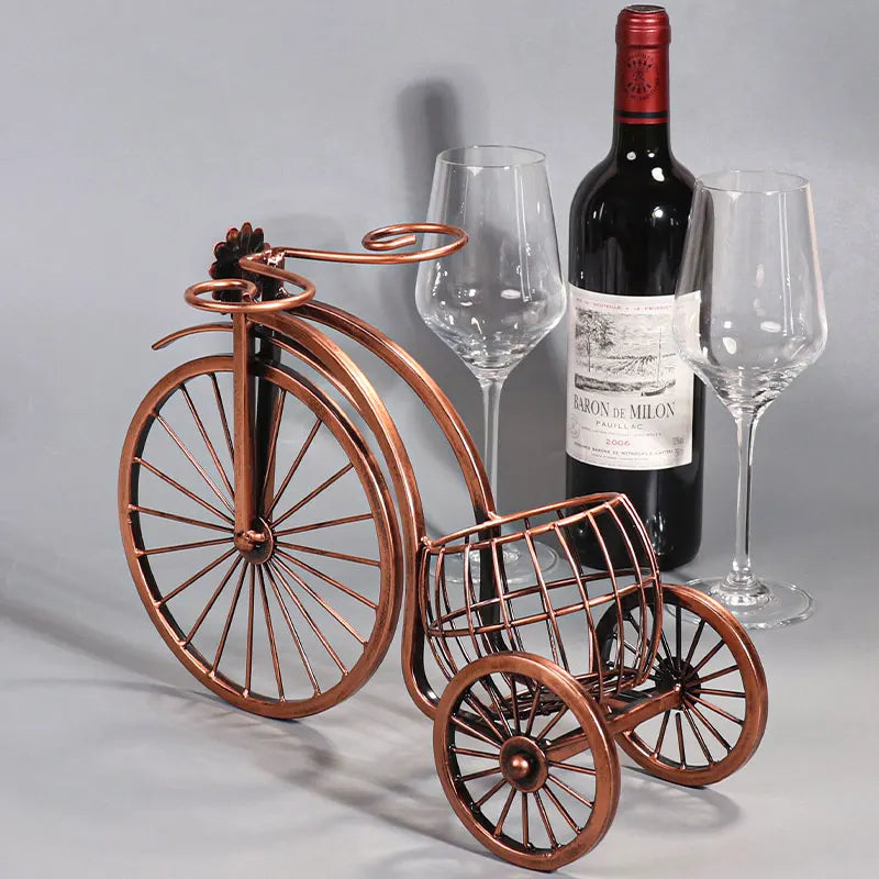 Retro Bicycle Shape Wine Rack - Stylish Wine Holder and Glass Organizer