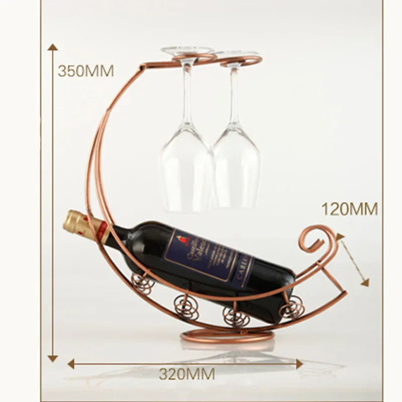 Metal Wine Rack Hanging Wine Bottle and Glass Holder for Wine Display and Home Decoration