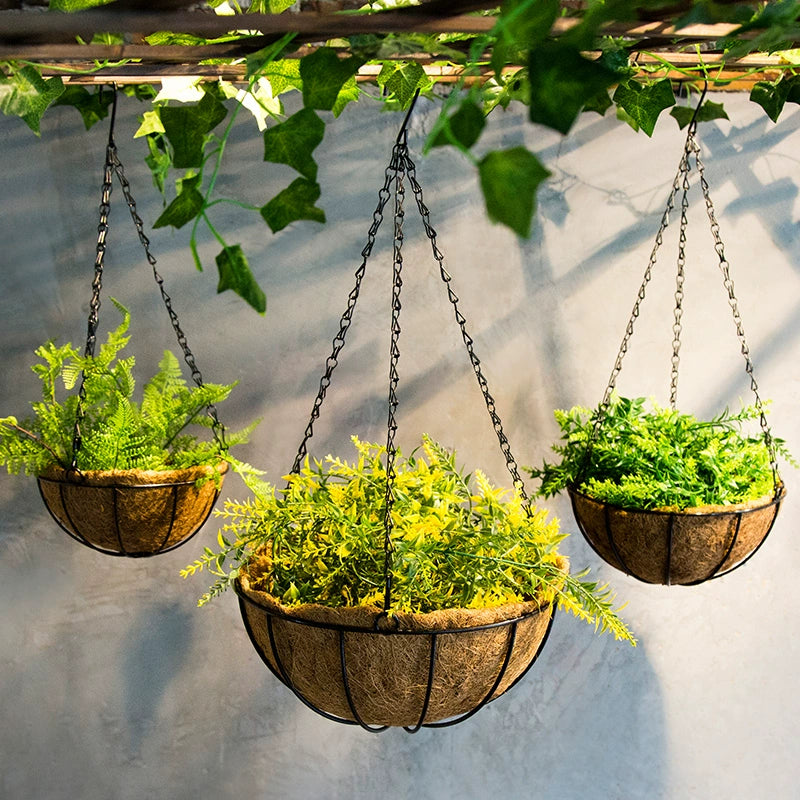 Creative Coconut Palm Rattan Cradle Flower Pot Kindergarten Corridor Ceiling Hanging Dried Flower Artificial Flower Flower Basket