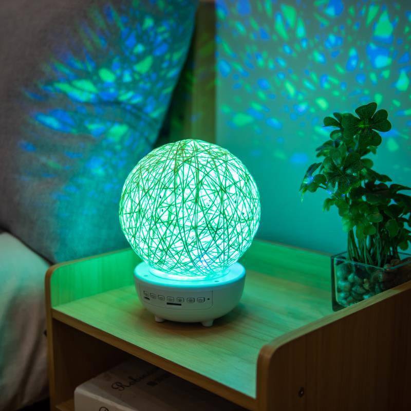 Rechargeable Rattan Ball Moon Bluetooth Dimmable Starry Table Lamp with Music