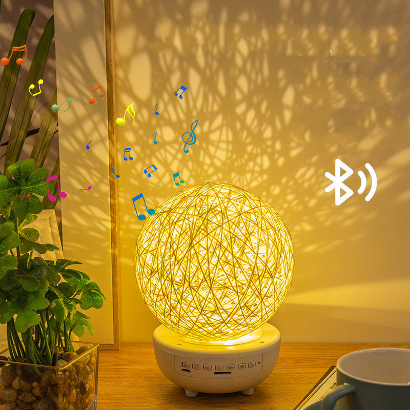 Rechargeable Rattan Ball Moon Bluetooth Dimmable Starry Table Lamp with Music