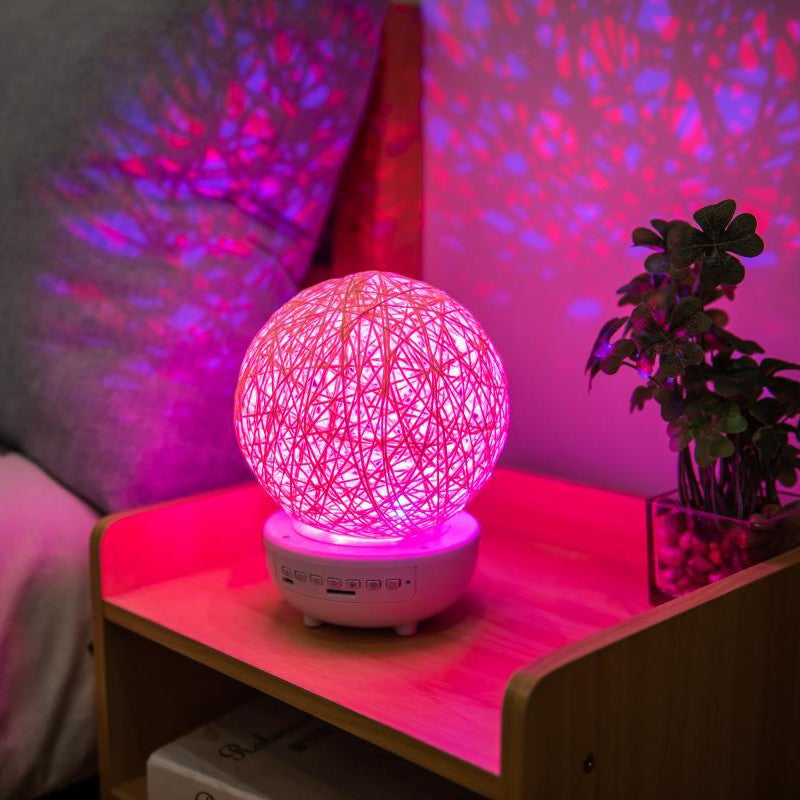 Rechargeable Rattan Ball Moon Bluetooth Dimmable Starry Table Lamp with Music