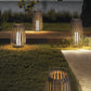 Solar powered outdoor patio and lawn bamboo rattan portable lamp