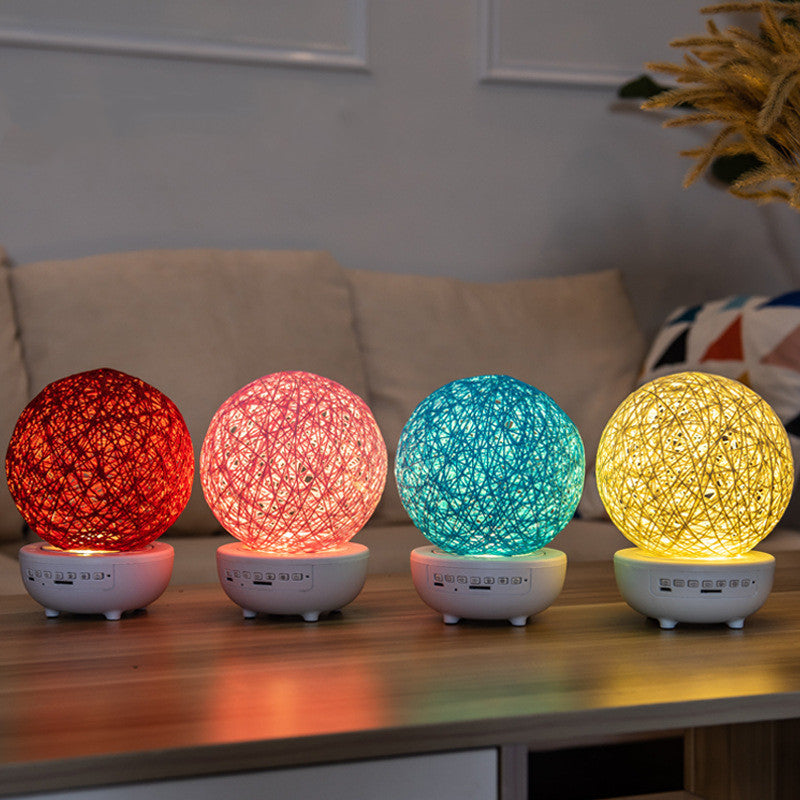 Rechargeable Rattan Ball Moon Bluetooth Dimmable Starry Table Lamp with Music