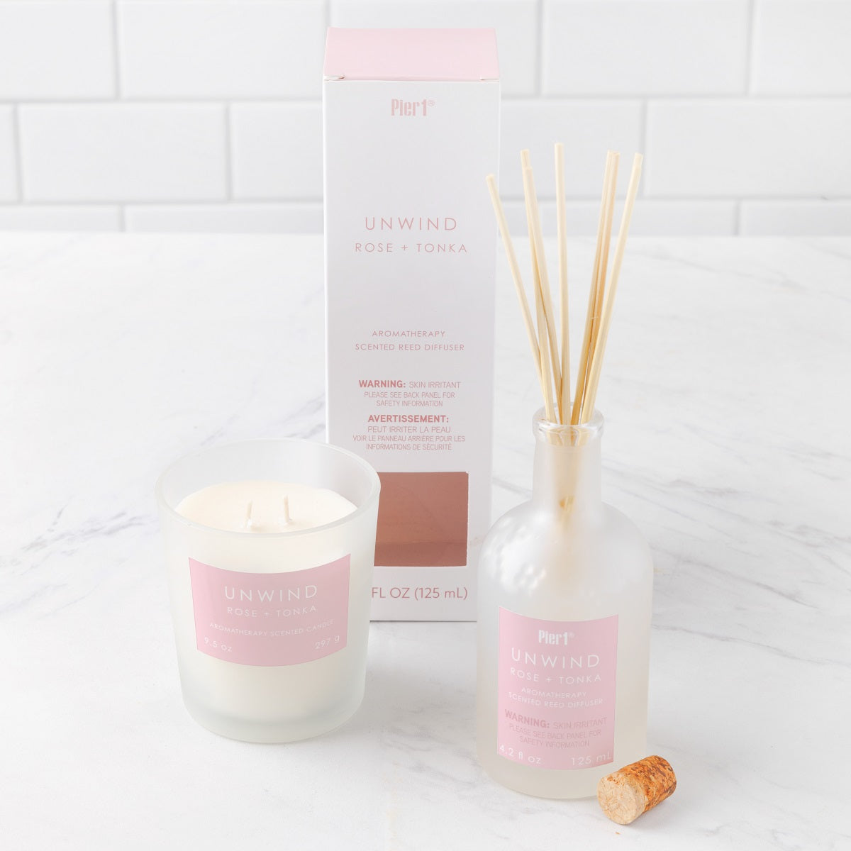 Pier 1 Unwind Rose & Tonka Aromatherapy Reed Diffuser