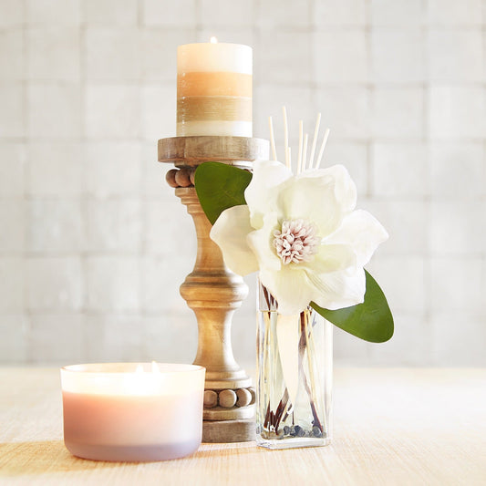 Pier 1 Magnolia Blooms 3X4 Layered Pillar Candle