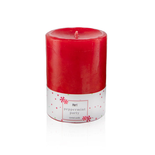 Pier 1 Peppermint Party 3x4 Mottled Pillar Candle