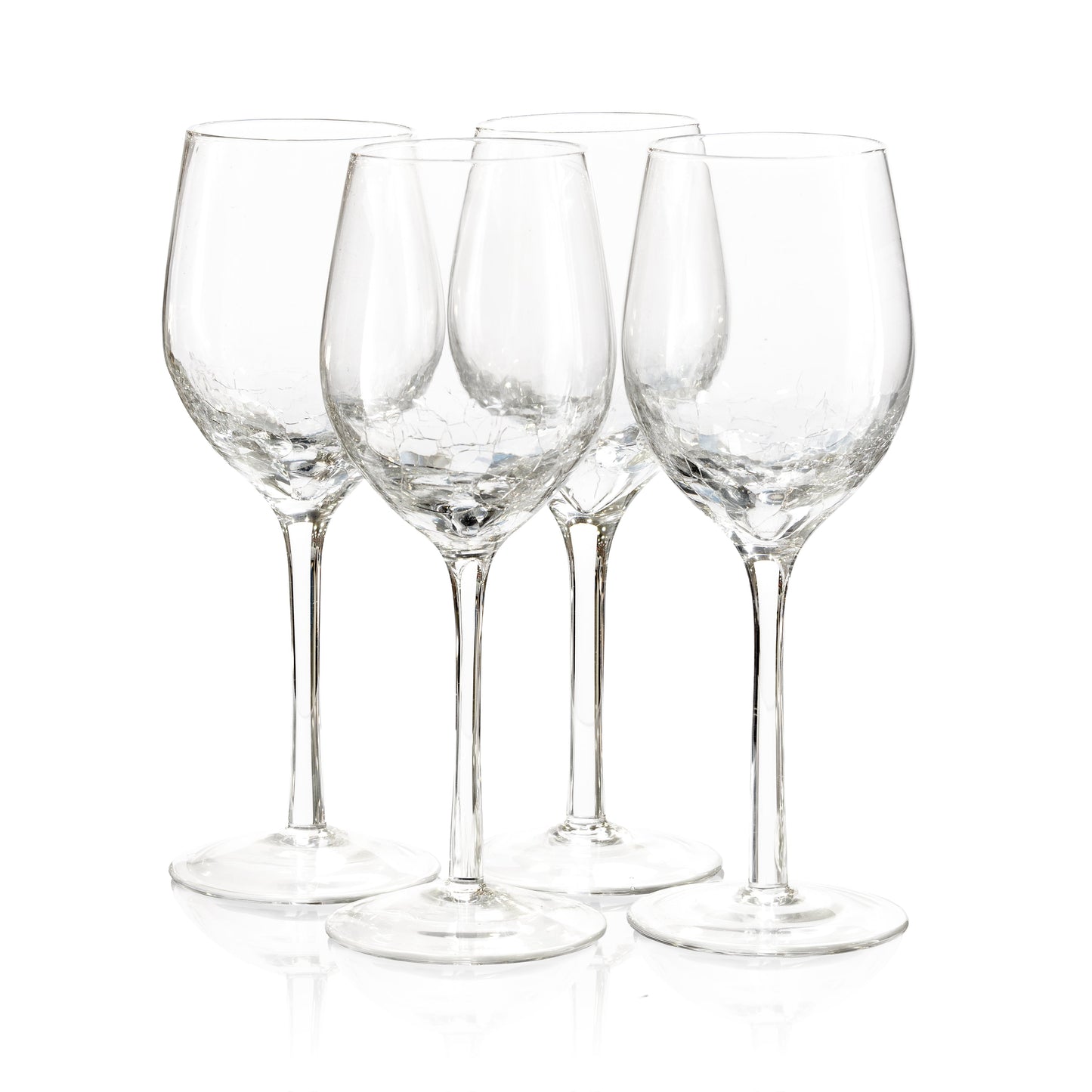 Pier 1 Clear Crackle Set of 4 White Wine Glasses