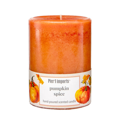 Pier 1 Pumpkin Spice 3x4" Mottled Pillar Candle