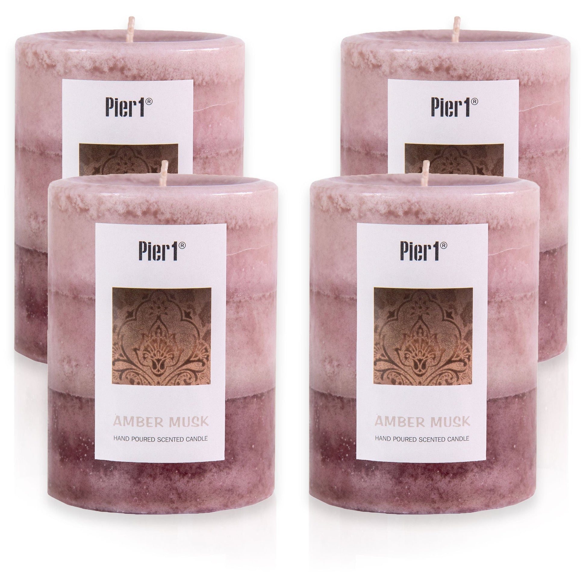 Pier 1 Amber Musk 3x4 Layered Set of 4 Pillar Candles - Pier 1