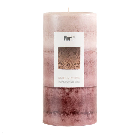 Pier 1 Amber Musk 3x6 Layered Pillar Candle - Pier 1