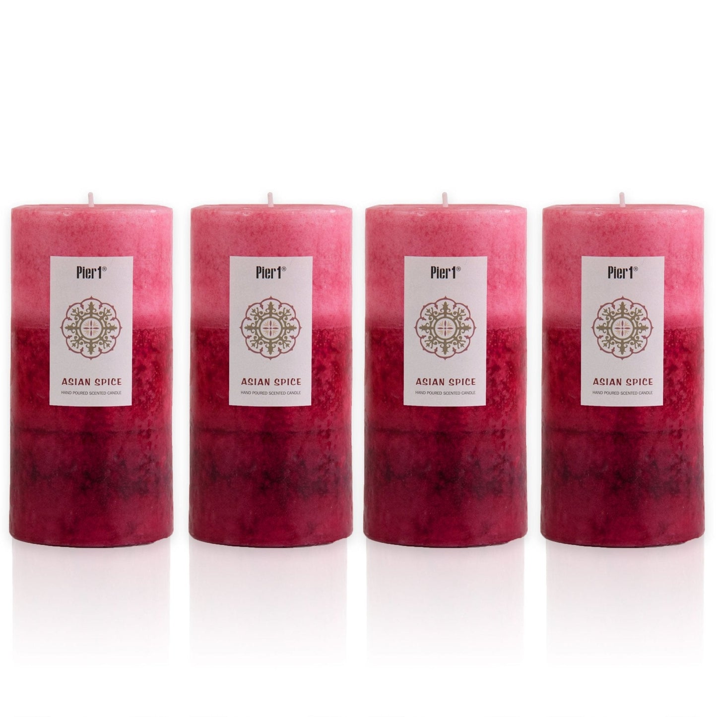 Pier 1 Asian Spice 3x6 Layered Set of 4 Pillar Candles - Pier 1