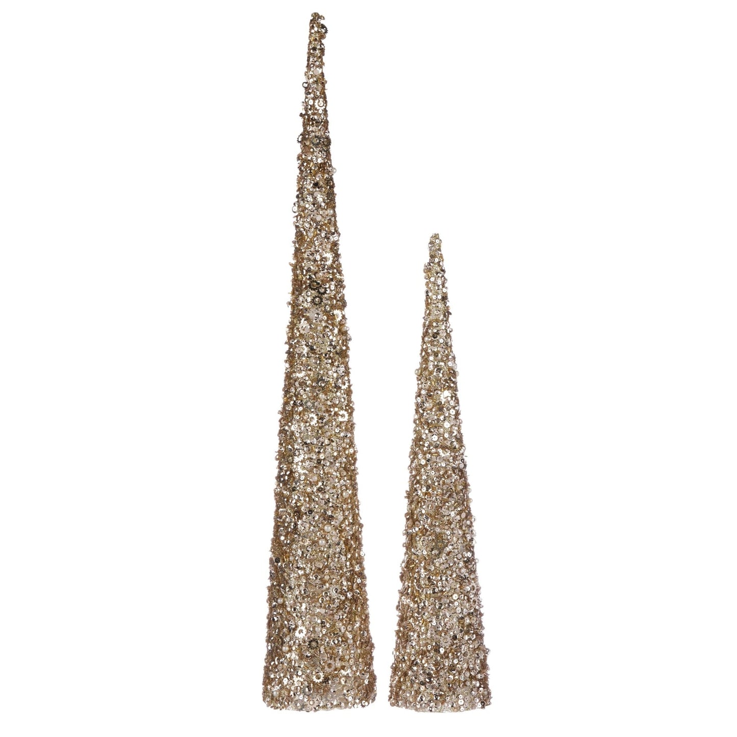 Pier 1 Champagne Sparkle Beaded Cone Set of 2 - Pier 1