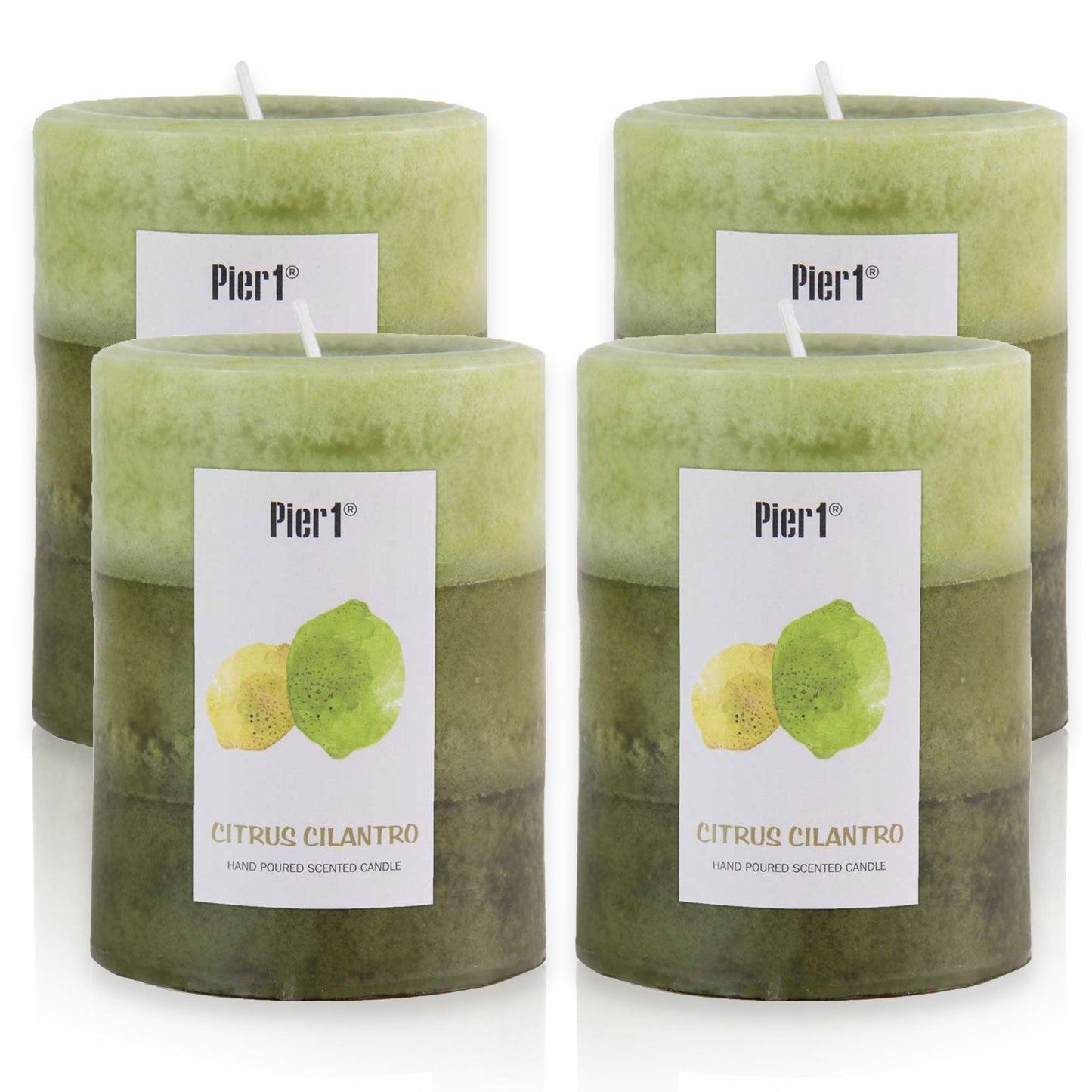 Pier 1 Citrus Cilantro 3x4 Layered Set of 4 Pillar Candles - Pier 1