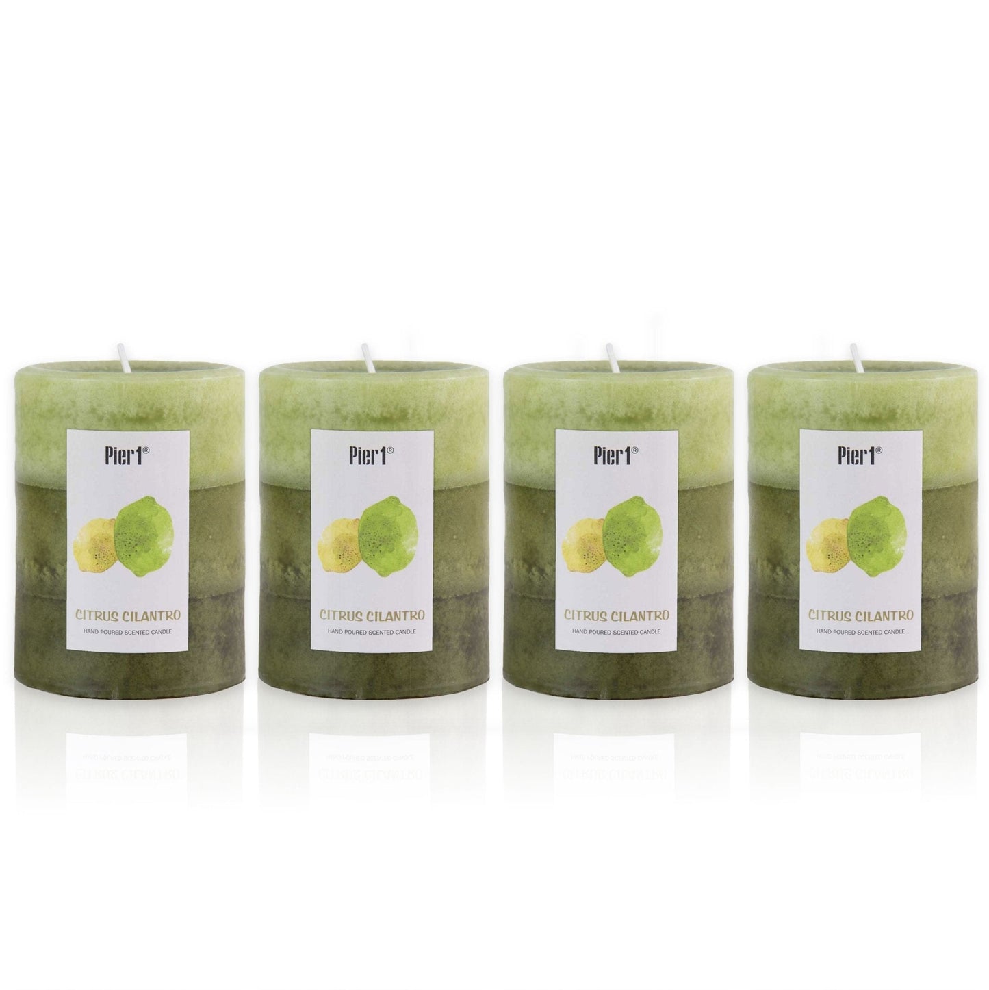 Pier 1 Citrus Cilantro 3x4 Layered Set of 4 Pillar Candles - Pier 1