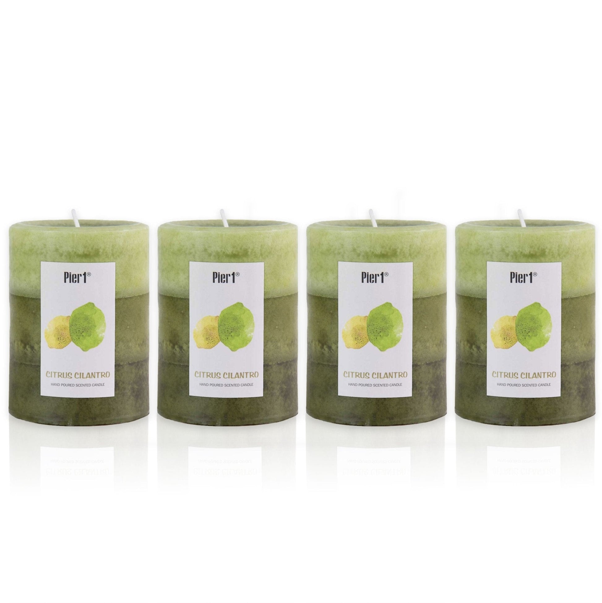 Pier 1 Citrus Cilantro 3x4 Layered Set of 4 Pillar Candles - Pier 1