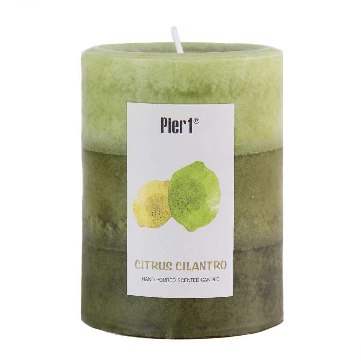 Pier 1 Citrus Cilantro Layered 3x4 Pillar Candle - Pier 1