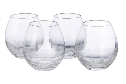 Pier 1 Clear Crackle Set of 4 Stemless Wine Glasses - Pier 1