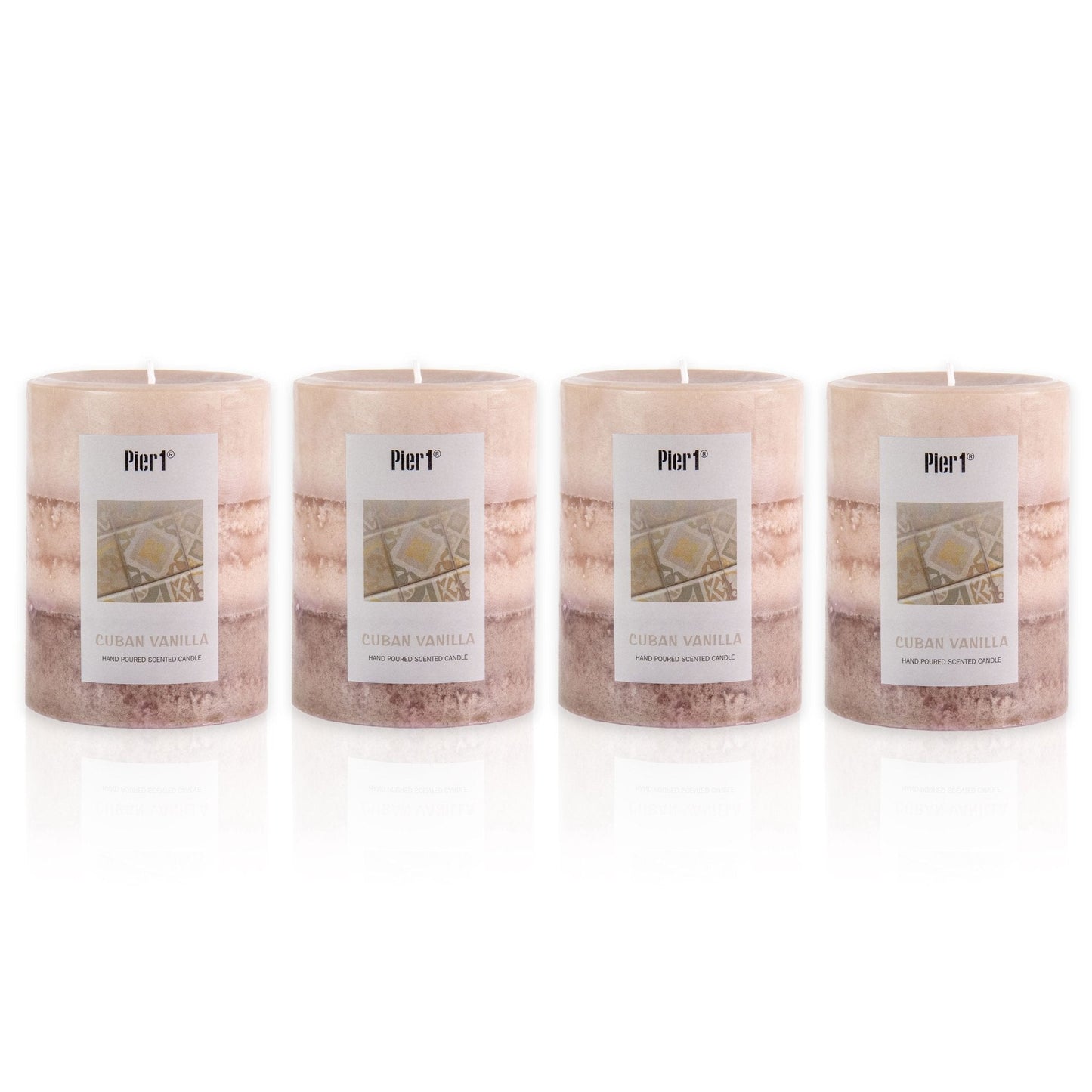 Pier 1 Cuban Vanilla 3x4 Layered Pillar Set of 4 Candles - Pier 1