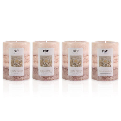 Pier 1 Cuban Vanilla 3x4 Layered Pillar Set of 4 Candles - Pier 1